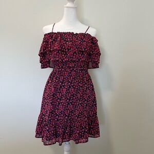 WAYF Daria Mini Floral Ruffle Off-Shoulder Dress